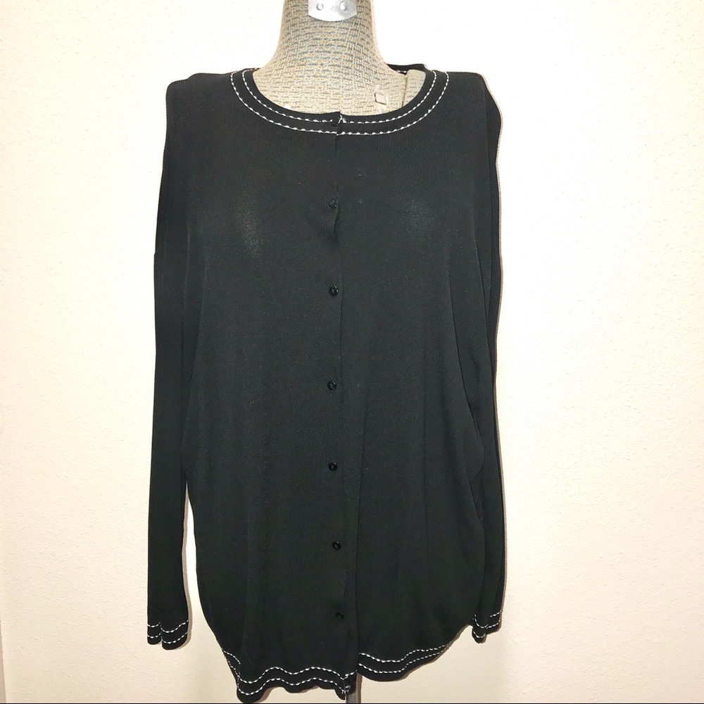 Finity Black & White Slinky Cardigan 3X